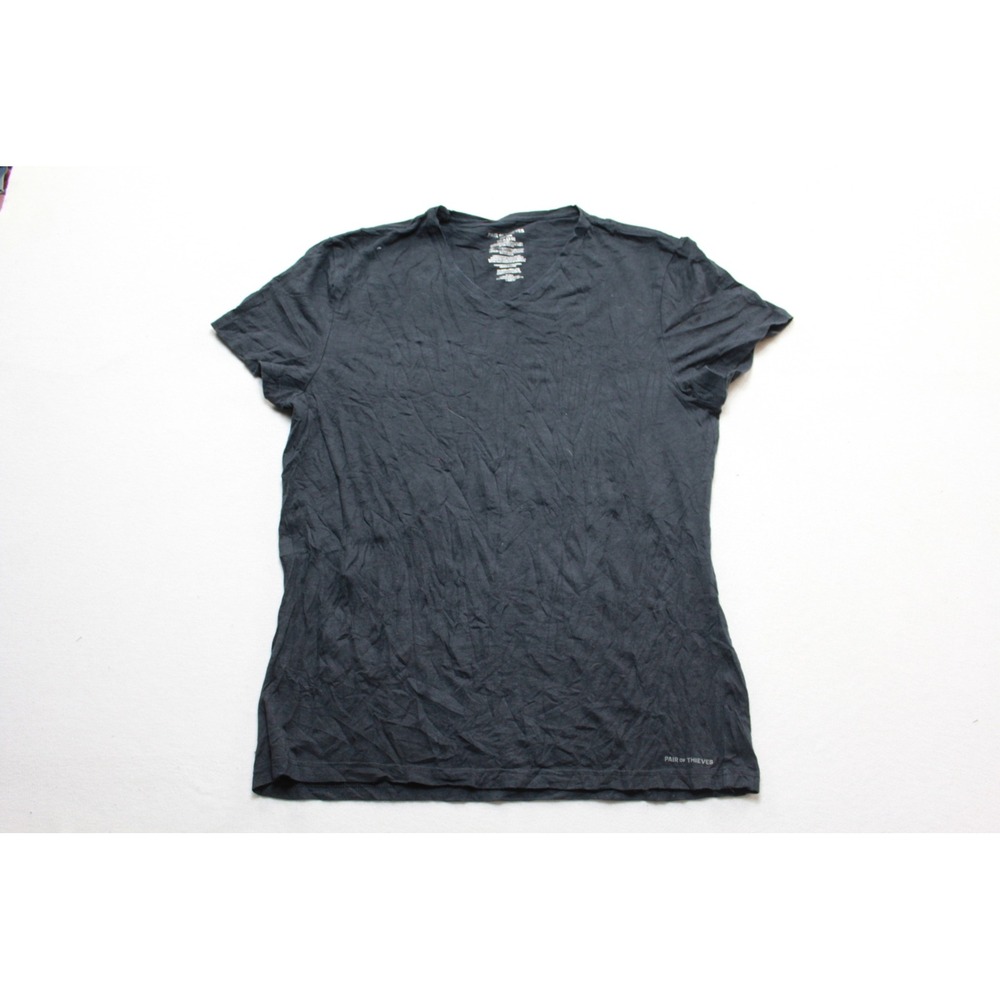 Pair of Thieves V-Neck Tee Women Large Black Excellent Short Sleeve Cotton Blend